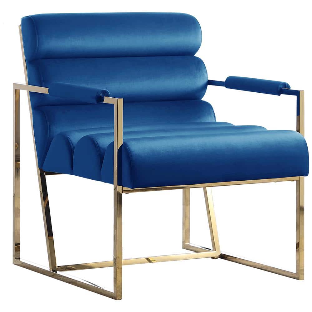 Best Master Furniture Lennox Blue Velvet Arm Chair in Gold LX031VBLG The Home Depot