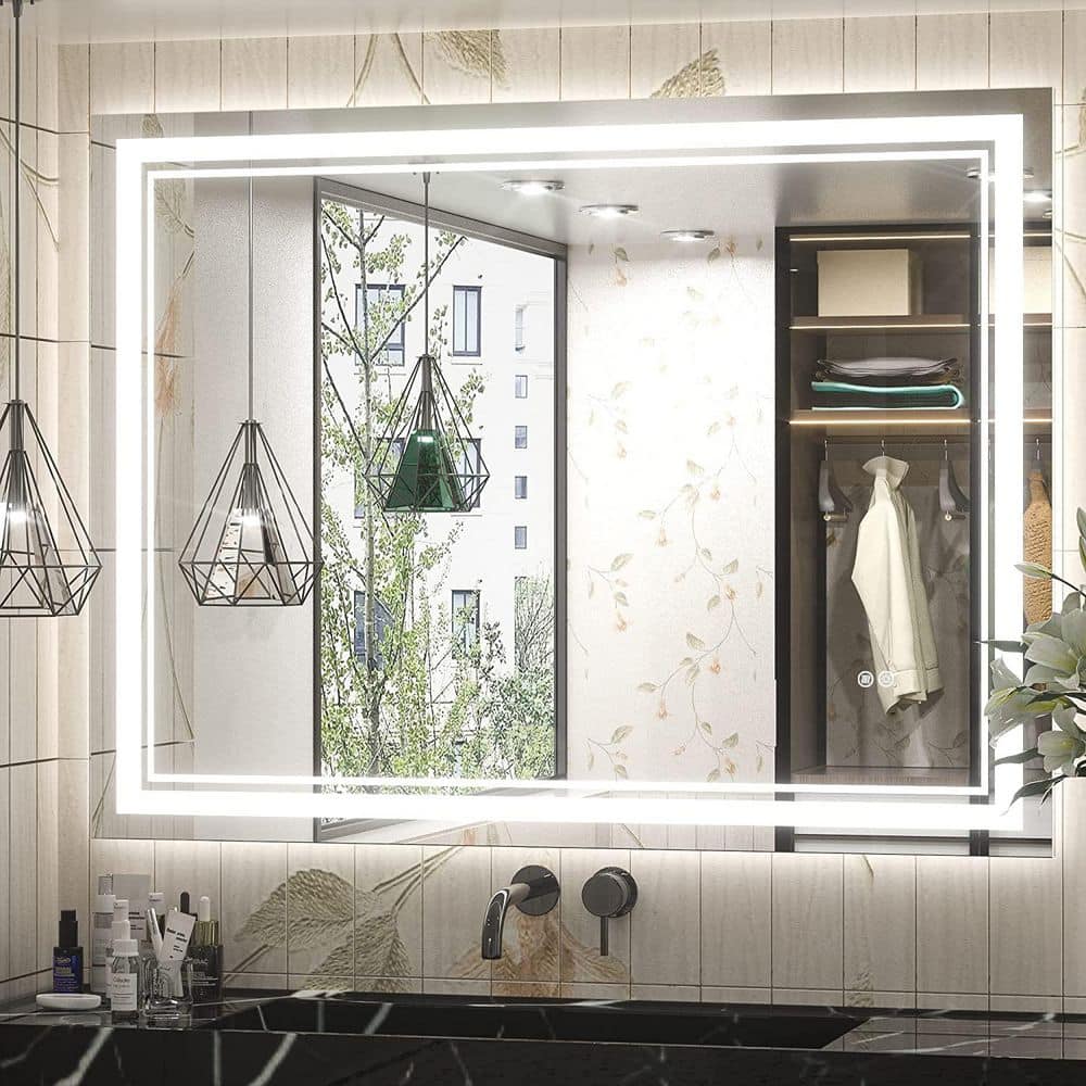 40 in. W x 32 in. H Rectangular Frameless Front & Back Lighted Anti-Fog Wall Bathroom Vanity Mirror, Tempered Glass, UL price history on PriceWatchPro