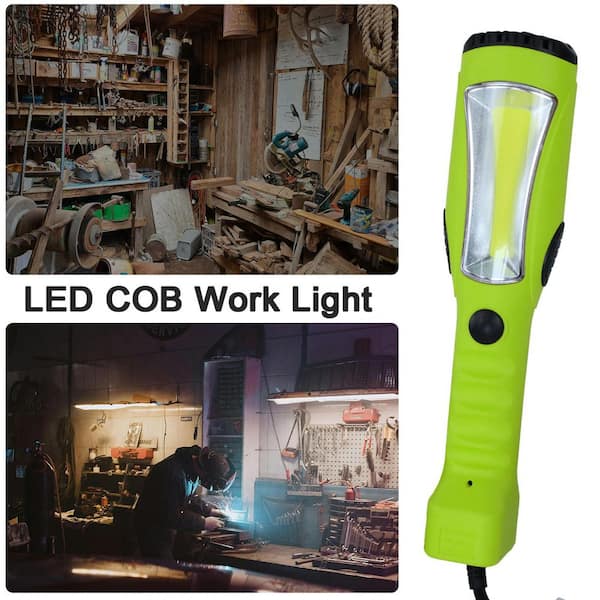 120V LED Work Light, 1200 Lumen COB Trouble Light, 25  ft. Extension Cord, Magnetic Base, Rotatable Hook-Green