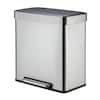 Qualiazero 16 Gal. Dual Compart Stainless Steel Recycle Trash Can, Step-on, Rectangle Shape AMZ10040