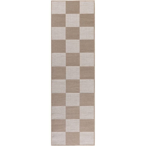 Washable Modern Jute Natural Ivory 2 ft. x 8 ft. Geometric Contemporary Runner Area Rug