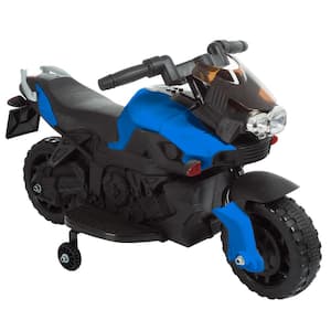 6-Volt Kids Motorcycle Electric Ride-On Toy Motorbike with Training Wheels - Blue