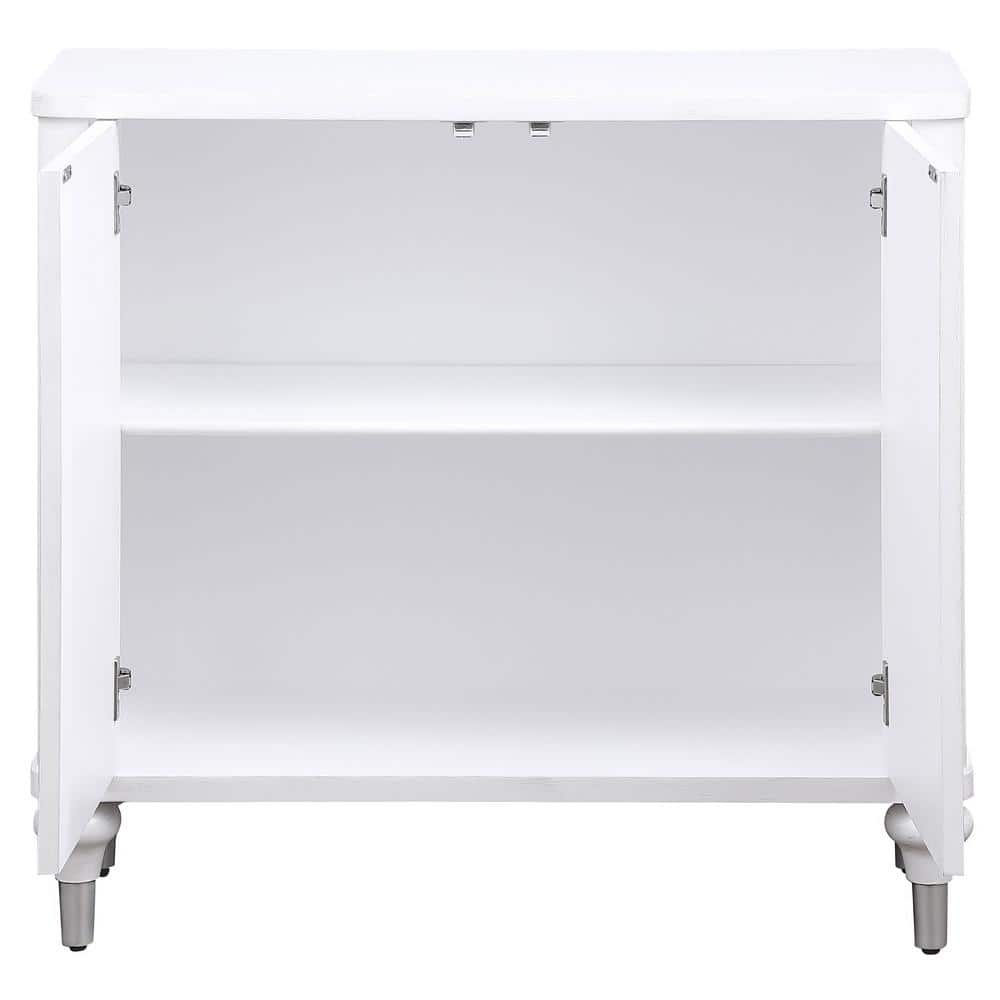 White Coastal 2-Door Accent Cabinet with Adjustable Shelving