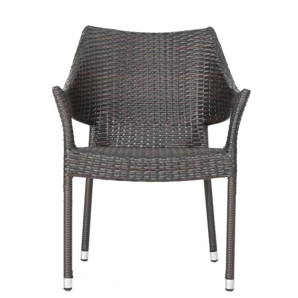 Woven Rattan Finish Stackable Weather Resistant Resin Outdoor Lounge Chair in Brown durable construction price history on PriceWatchPro