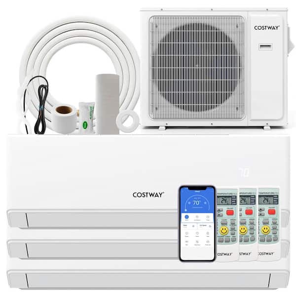 30k BTU 3 Zone 9k + 12K + 18k BTU Mini Split Air Conditioner 23 SEER2 Wifi Enabled