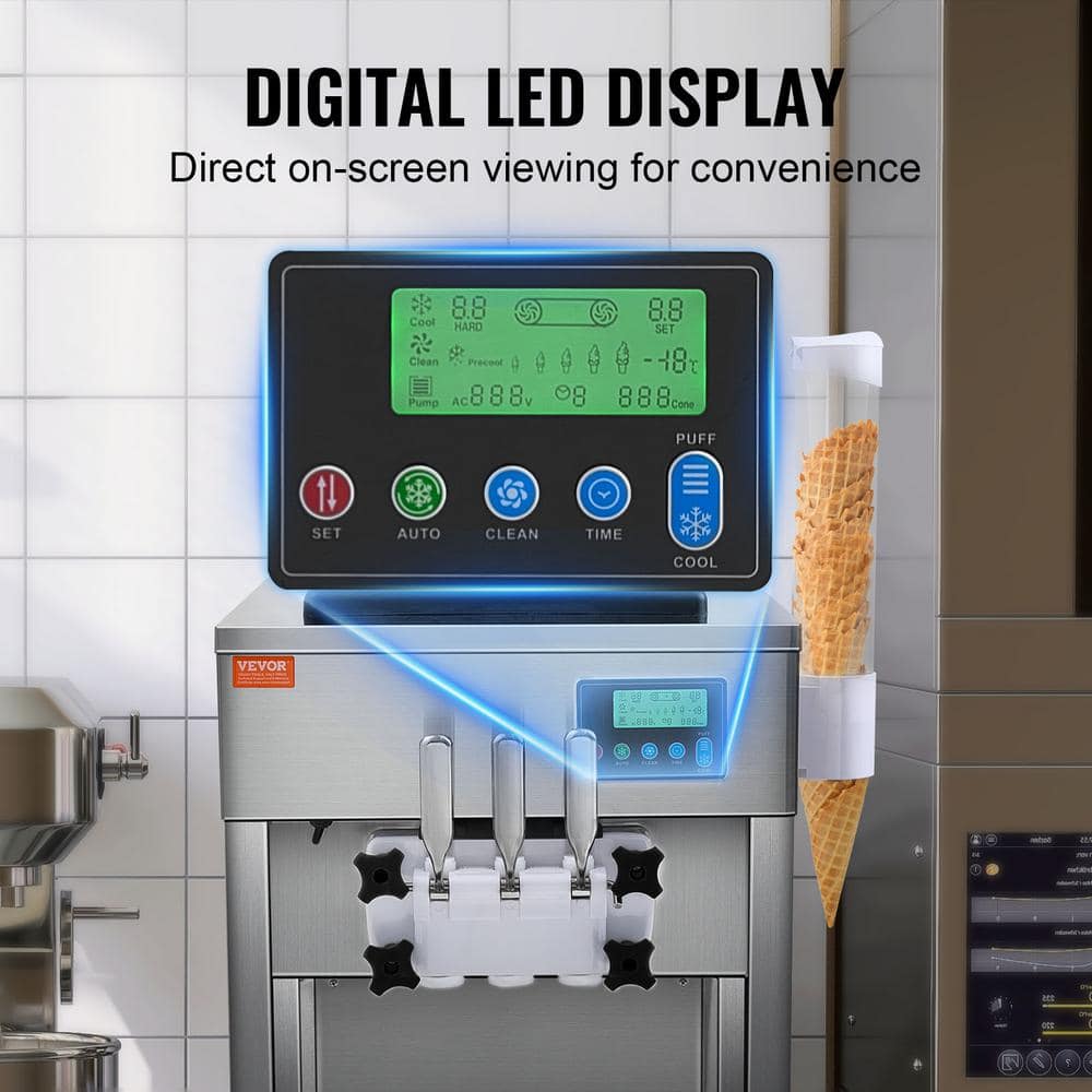Silver Stainless Steel Commercial Soft Serve Ice Cream Machine