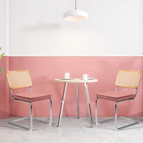 Tenleaf 2-Piece Metal Outdoor Lounge Chairs with Pink Cushions