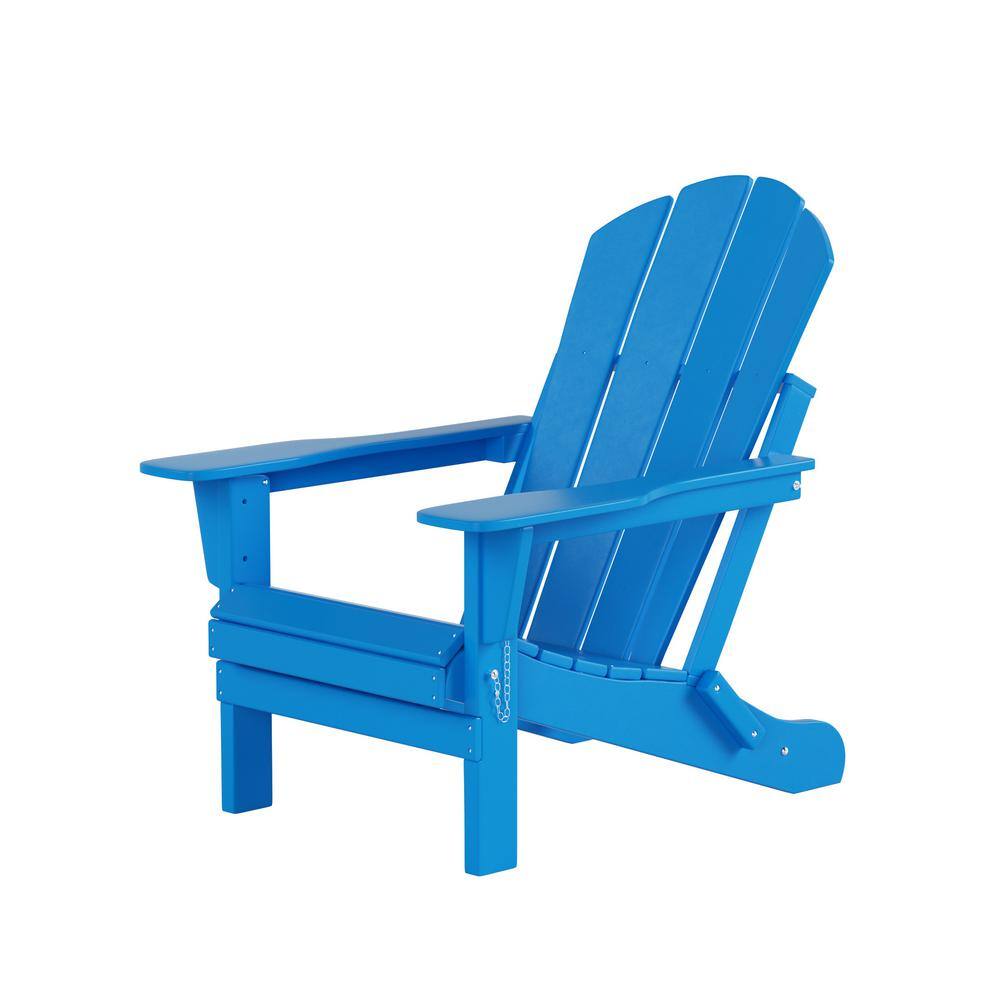 Addison Pacific Blue Folding Plastic Outdoor Adirondack Chair (Set of 2 ...