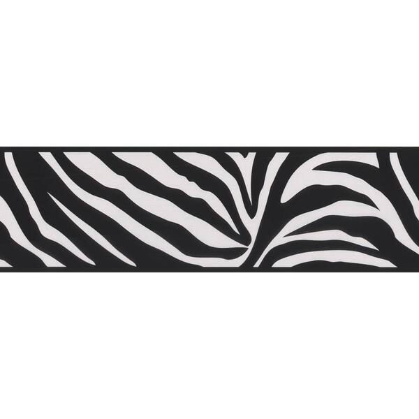 Brewster Zebra Crossing Black Zebra Border Wallpaper Sample