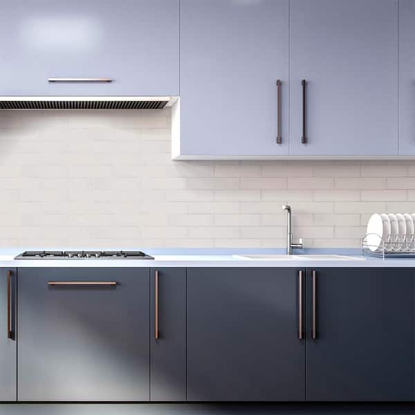 Take Home Tile Sample - Cotton Blossom White 2.5 in. x 6 in. Glossy Textured Ceramic