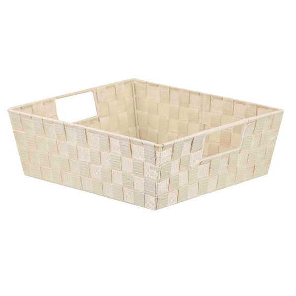 Home Basics 5 in. H x 13 in. W x 15 in. D Ivory Fabric Cube Storage Bin