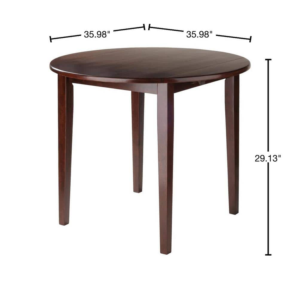 Transitional 36" Extendable Round Dining Table in Walnut