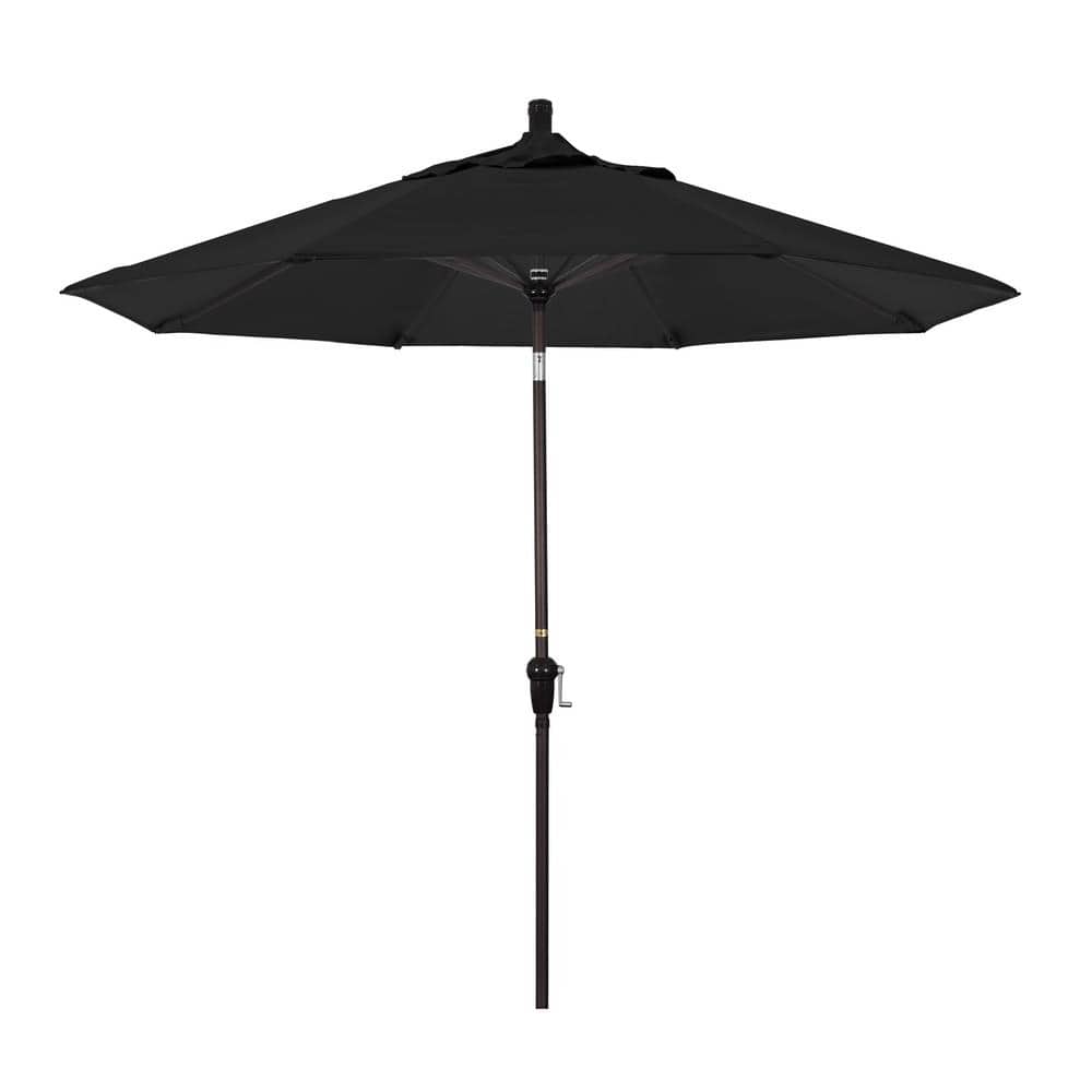 9 ft. Bronze Aluminum Pole Market Aluminum Ribs Auto Tilt Crank Lift Patio Umbrella in Black Sunbrella price history on PriceWatchPro