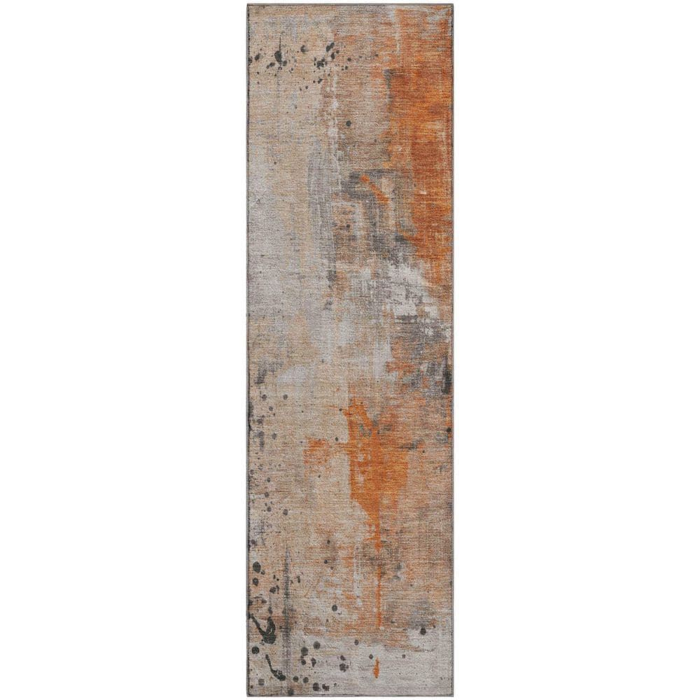 Mayfield Premium Machine Washable Abstract AMF1840 Orange 2 ft. 3 in. x 7 ft. 6 in. Runner Rug price history on PriceWatchPro