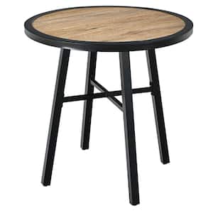 29 in. Round Black Outdoor Bistro Table with with Heavy-Duty Steel Frame