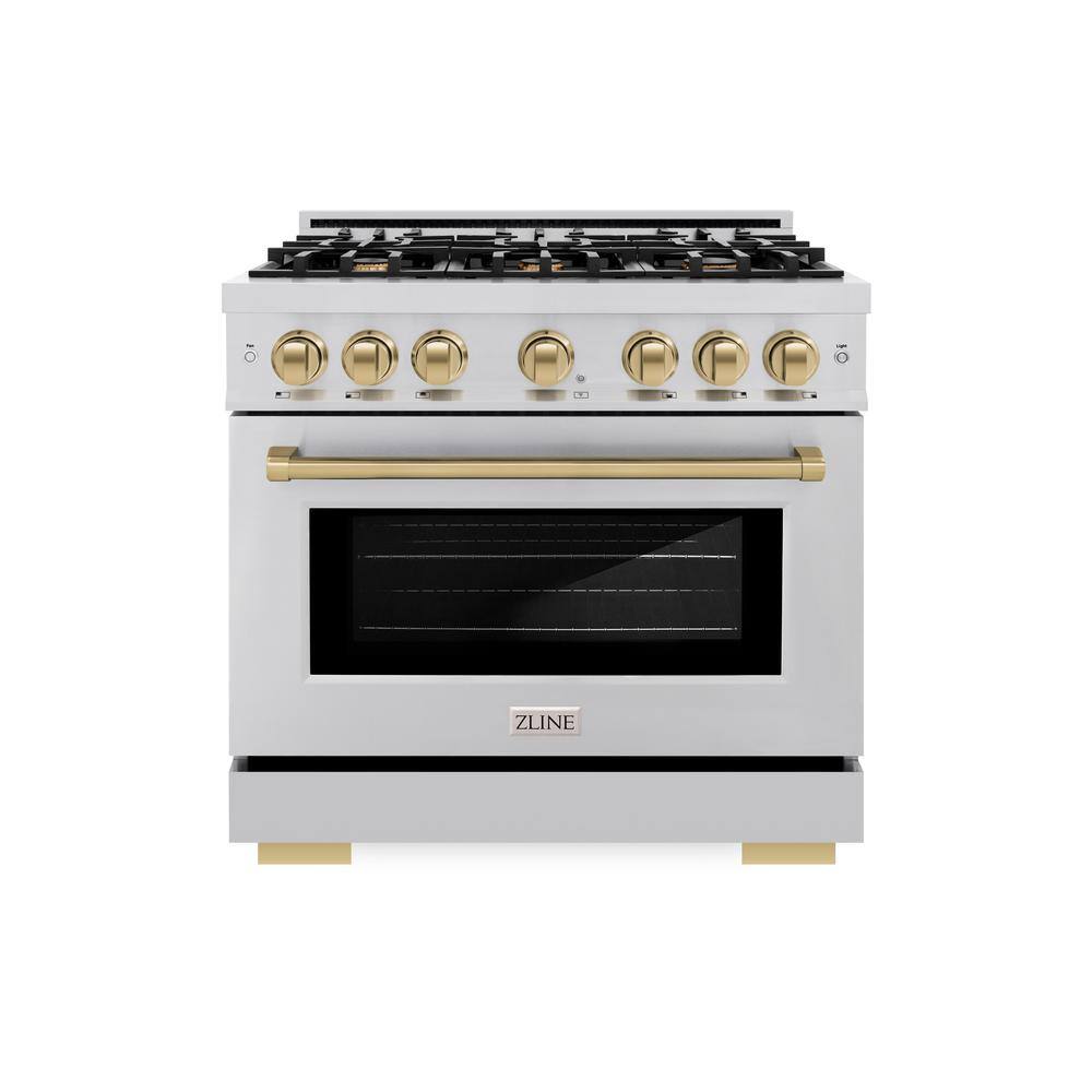 Select 36 in. 6-Burner Dual Fuel Range with Convection Oven in Stainless Steel and Champagne Bronze price history on PriceWatchPro