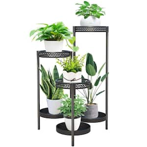 27.5 in. Black Metal Plant Stand Shelf for Indoor Outdoor Plants Multiple 6 Tier Tall Tiered Flower Pot Holder Stands