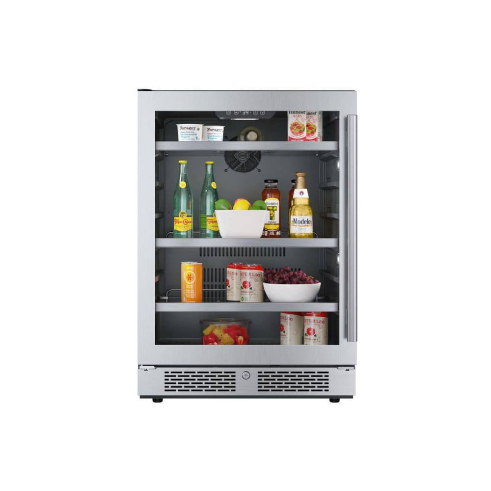 Stainless Steel 140-Can Freestanding Beverage Cooler with Glass Door