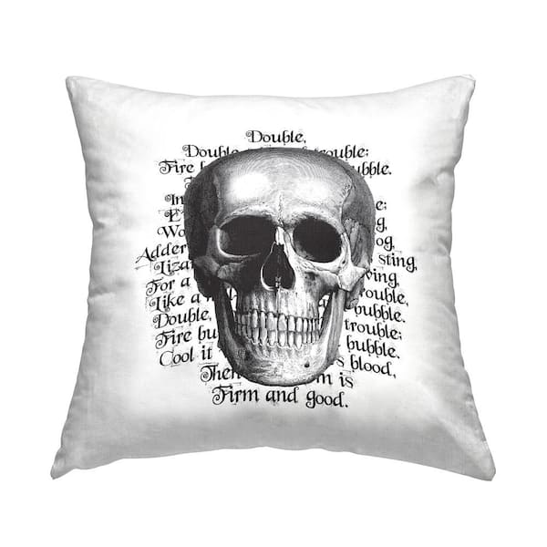 Halloween Witch Spell Skull Phrase Black Print Polyester 18in. X 18in. Throw Pillow