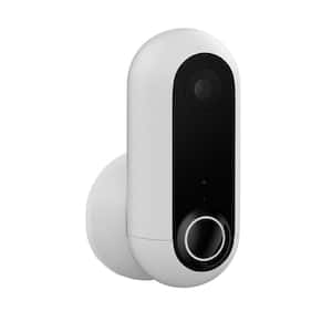 Flex Inside/Outside and Plugged-In or Wire-Free Weatherproof HD Security Wireless Standard Surveillance Camera in White