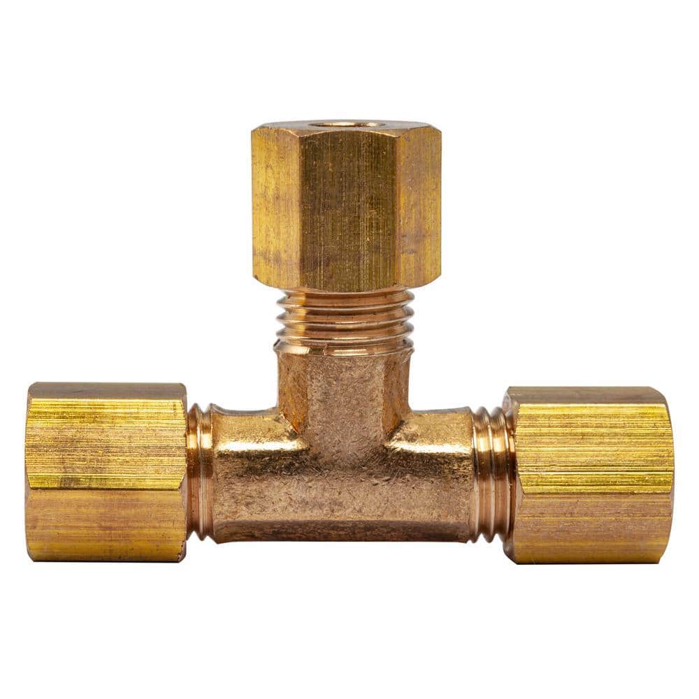 LTWFITTING 3/16 in. O.D. Comp Brass Compression Tee Fitting (5-Pack ...