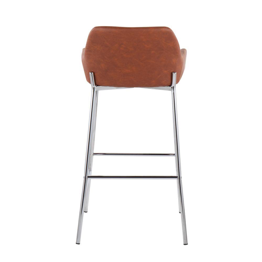 Set of 2 Camel Faux Leather and Metal Bar Stools