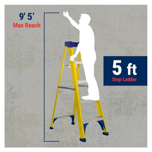 5 ft. Fiberglass Leaning Step Ladder (8 ft. Reach), 250 lbs. Load