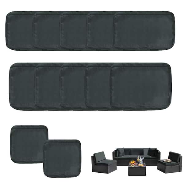 YLLN 12-Piece Patio Cushion Covers Replacement with Zipper, Waterproof Sectional Sofa Set for Outdoor Cushions Dark Grey