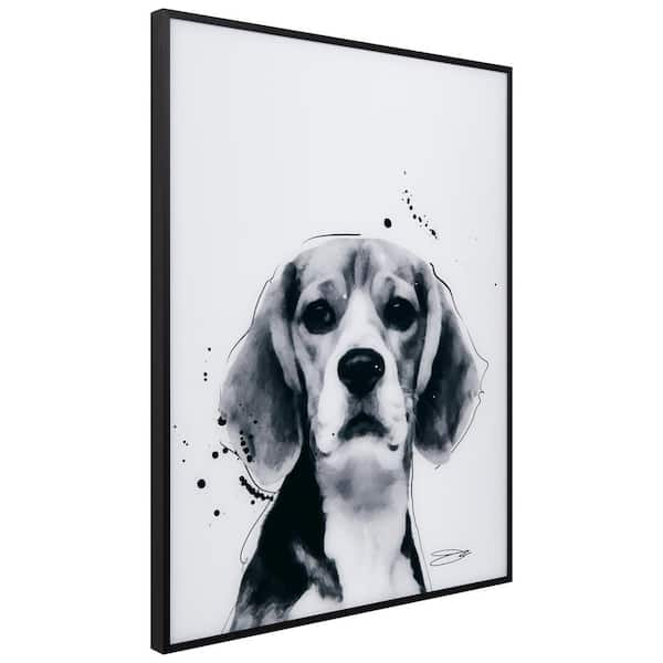 Empire Art Direct Saint Bernard Black and White Pet Paintings on Reverse  Printed Glass Framed Dog Wall Art, 24 x 18 x 1, Ready to Hang 