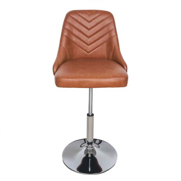 VECELO Modern 360° Swivel Bar Stool Height Adjustable Brown PU Leather Kitchen Counter Chair with Backrest