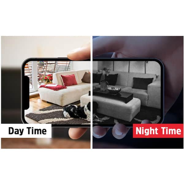 Energizer Smart Wi-Fi Plug-In Black Indoor Wired Camera, 1080P Full HD, Cloud/Micro-SD Card Support