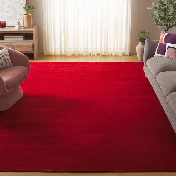 Loft Red  9 ft. x 12 ft. Machine Washable Modern Solid Area Rug