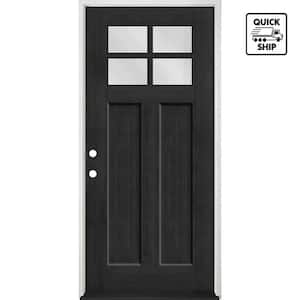 Regency 36 in. x 80 in. 4 Lite 1/4 Toplite RHIS Clear Glass Onyx Stained Fir Grain Fiberglass Prehung Front Door