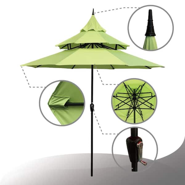 patio様 AAZJ 14.8-ft Steel Yellow Crank Garden Patio Umbrella in the