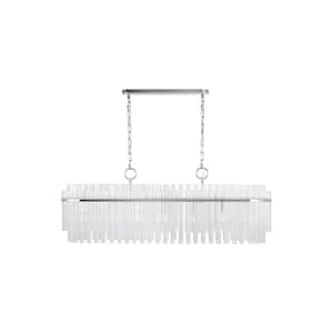 Beckett 12 in. W x 16.875 in. H 7-Light Polished Nickel Indoor Dimmable Linear Chandelier with Clear Glass Tubes