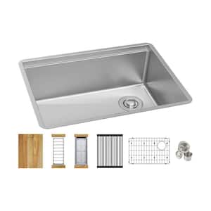 Crosstown 26 in. Undermount Single Bowl 16-Gauge Stainless Steel Kitchen Workstation Sink Kit w/Accessories