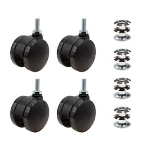 2 in. Black Furniture Swivel Caster with 440 lbs. Load Rating for 1 in. Round, 16 up to 18 gauge tubing (4-Pack)