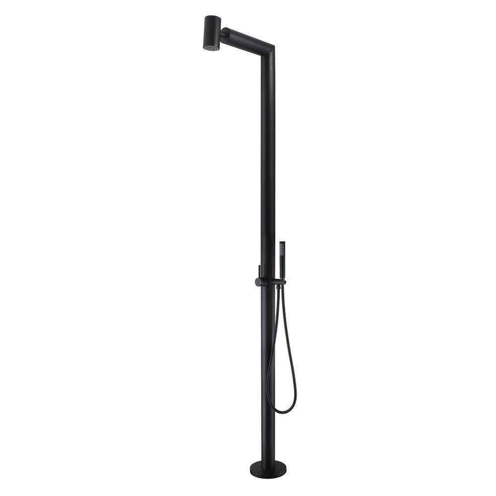 Outdoor Exposed Single-Handle Freestanding Tub Faucet with Floor Mount Rainfall Shower Head in Matte Black price history on PriceWatchPro