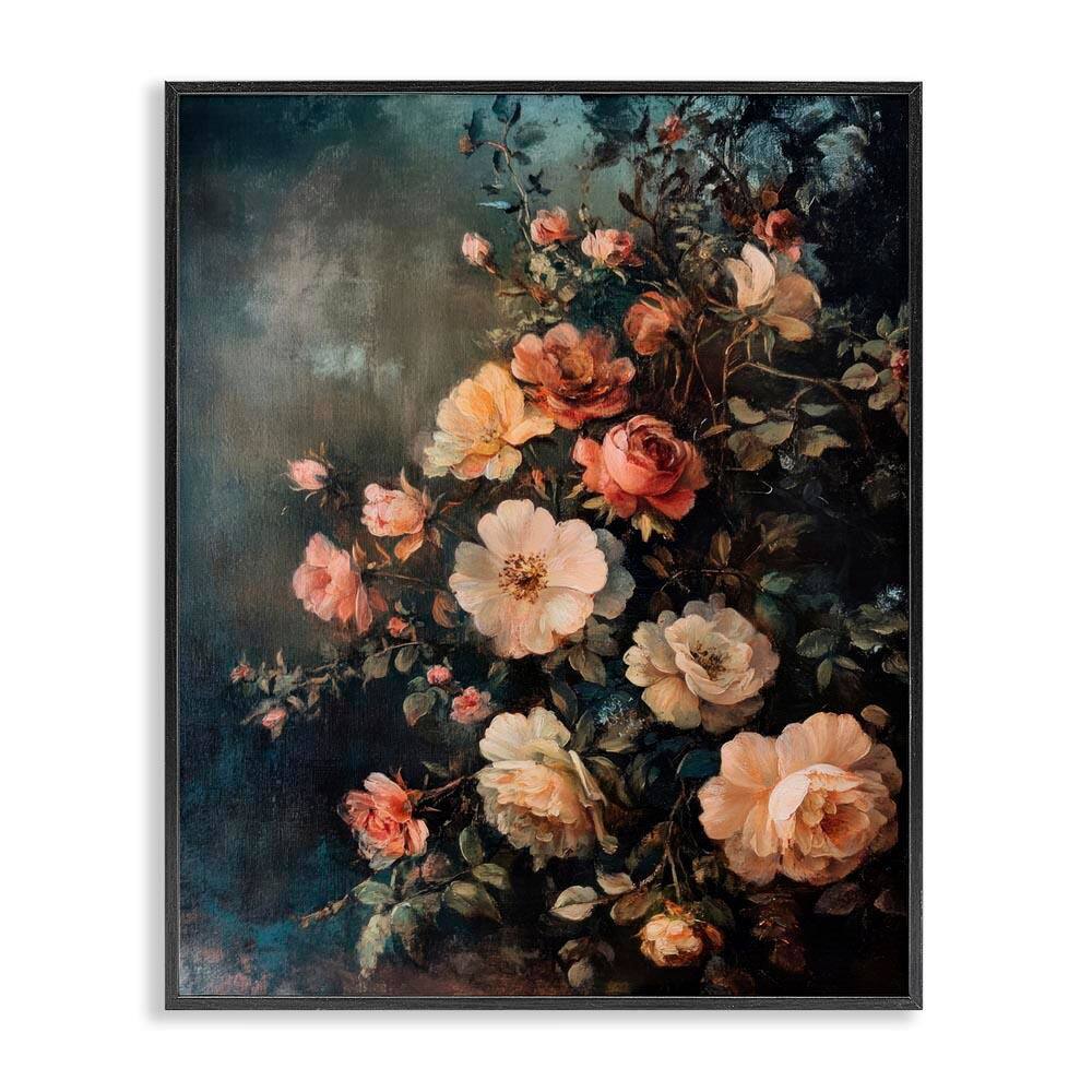 Dark Rose Florals by Petal Prints Design Black Framed Nature Giclee Art Print 20 in. x 16 in. price history on PriceWatchPro
