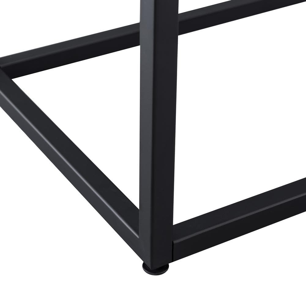 42'' Blackened Bronze and Gray Oak Hallway Table with Glass Shelf
