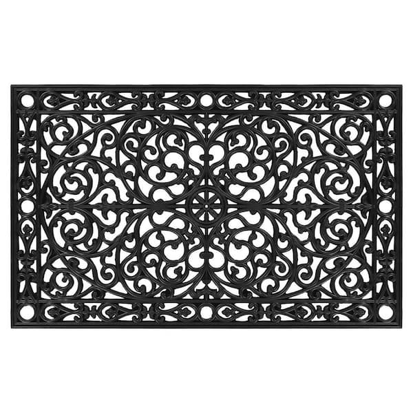 Black 48 in. x 30 in. Rubber Non-Slip Indoor / Outdoor Door Mat