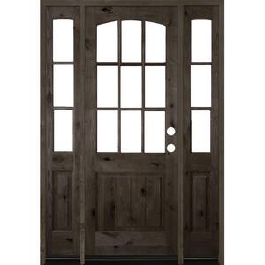 Krosswood Doors 70 in. x 96 in. Knotty Alder Left-Hand/Inswing 1/2 Lite Clear Glass Provincial Stain Wood Prehung Front Door, Sidelites