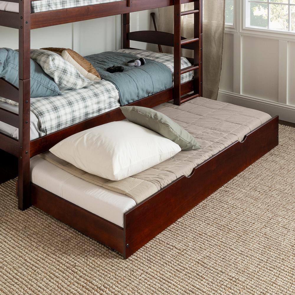 Walker Edison Furniture Company Honey Solid Wood Twin Trundle Bed Frame ...