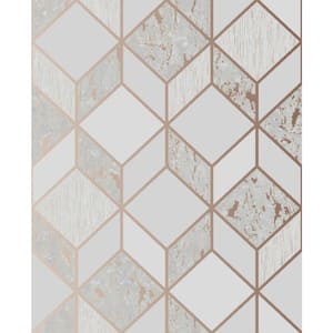Vittorio Geometric Ivory Wallpaper Sample