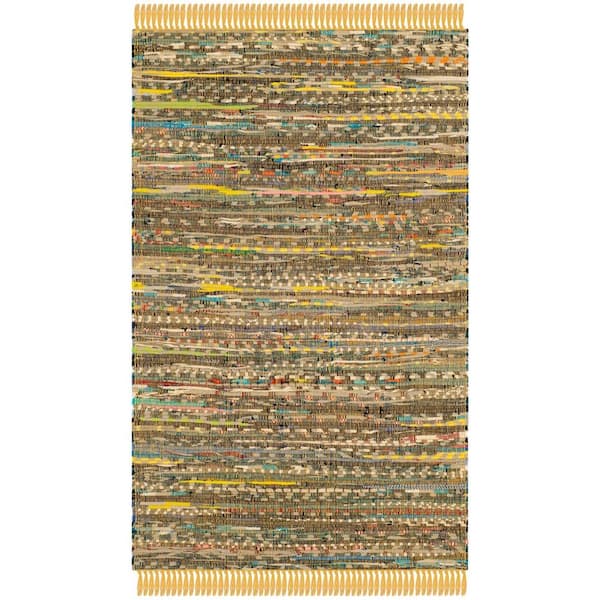SAFAVIEH Rag Rug Yellow/Multi Doormat 3 ft. x 4 ft. Gradient Striped Area Rug