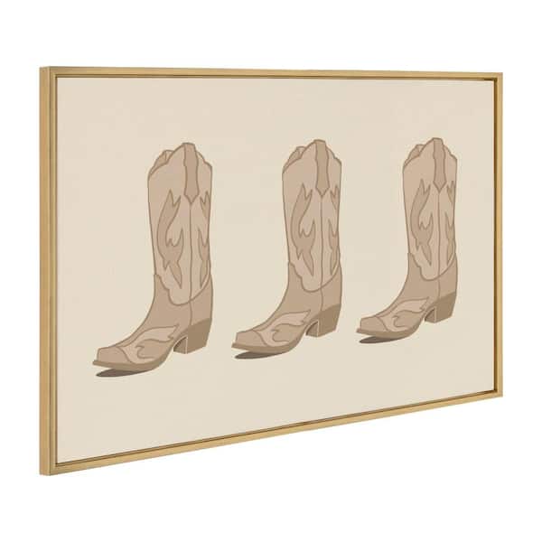 Sylvie Cowboy Boots Landscape by Honey Island Studio Bright Gold Framed Art Print 23 in. x 33 in.
