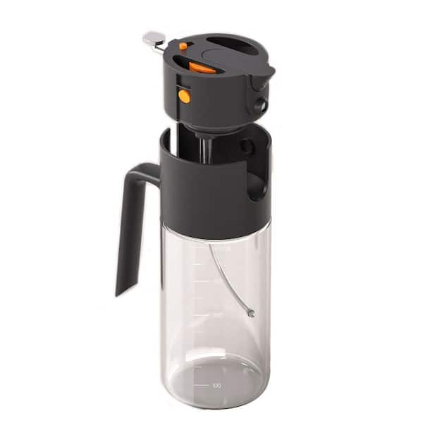 Glass Black Oil Sprayer for Cooking 500ml 17oz. Advanced Olive Oil Dispenser Bottle with Multifunctional Spray