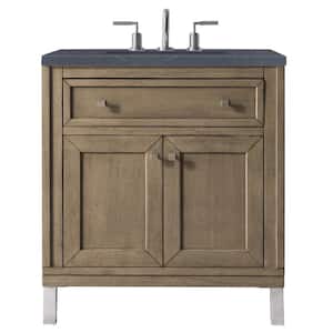 Chicago 30 in. W x  23.5 in.D x 34 in. H Single Bath Vanity in Whitewashed Walnut with Quartz Top in Charcoal Soapstone