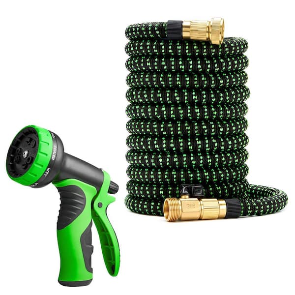 COOLSHARK 3/4 in. x 100 ft. Light Expandable Garden Hose with 10-Function Nozzle, Storage Bag, Wall Mount, No-Kink Water Hose