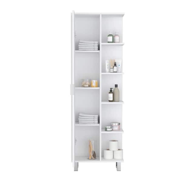 20.90 in. W x 21 in. D x 62.90 in. H White Wood Freestanding Linen Cabinet with 4 Open Shelves in White